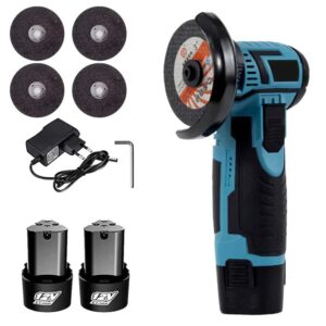 Mini Polizor Flex Unghiular Portabil, eSimplu®, 2 acumulatori 12V, 750W, 1500 mAh, 19500 rpm, 4 discuri 76 mm, Puternic, Autonomie Mare, Verde/Negru