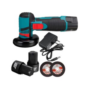 Mini Polizor Flex Unghiular Portabil, eSimplu®, 2 acumulatori 12V, 750W, 1500 mAh, 19500 rpm, 2 discuri 76 mm, Autonomie Mare, Verde/Negru