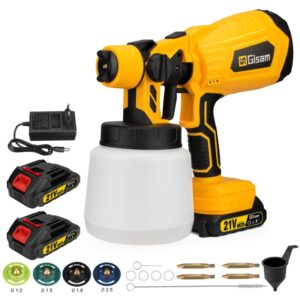 Pistol de vopsit electric Gisam, fara perii, duza rotativa 360, 1000ml,21V, 2*2Ah baterii