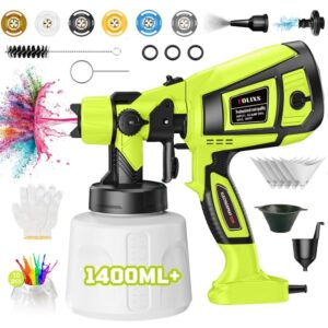 Pistol electric de pulverizat vopsea, Folixs®, 800 W, 3 moduri de pulverizare, Debitul vopselei reglabil 0-1200 ml/min, Latime de stropire reglabila, vas 1400ml, 6 duza vopsele,...