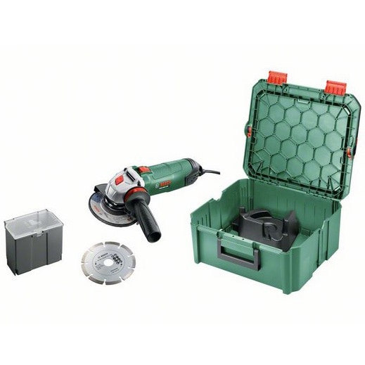 Polizor unghiular Bosch 06033A270A, 850 W, 125 mm diametru disc, 12.000 RPM, aparatoare cu protectie reglabila, cutie pentru accesorii, disc diamantat, maner cu amortizor...