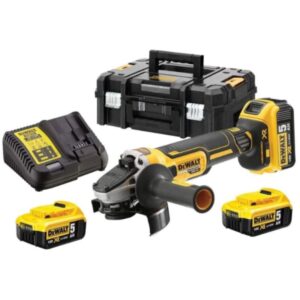 Polizor unghiular Dewalt DCG405P3-QW, 18 V, 125 mm diametru disc, 9000 RPM, M14 sistem prindere, aparatoare fara cheie, cheie disc, valiza depozitare, 3 acumulatori 5 Ah,...