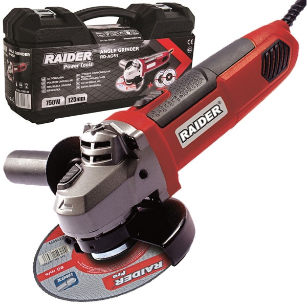 Polizor unghiular (flex) Raider RD-AG51, 750 W, 125 mm + cutie plastic si discuri
